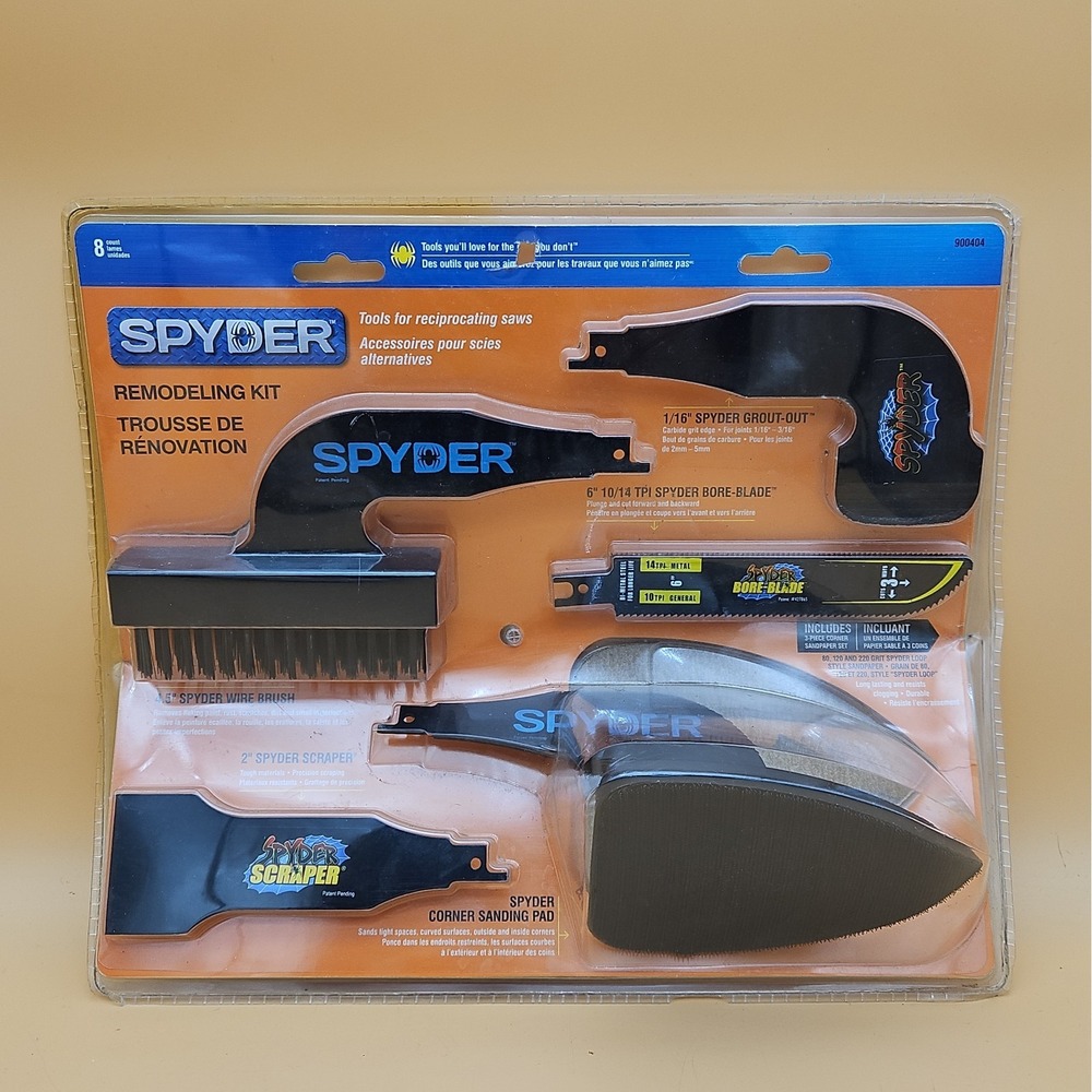 New Spyder Remodeling Kit For Reciprocating Saw Scraper Brush Grout Blade 900404